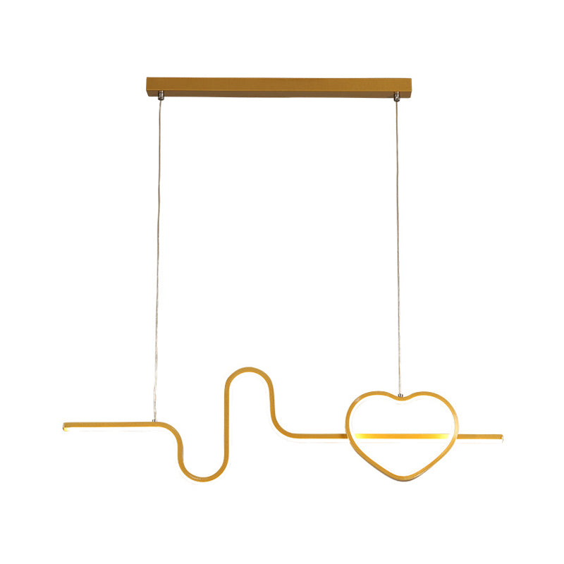 Artistic Heart and Line Island Light Fixture Metal Dining Room LED Ceiling Pendant Light