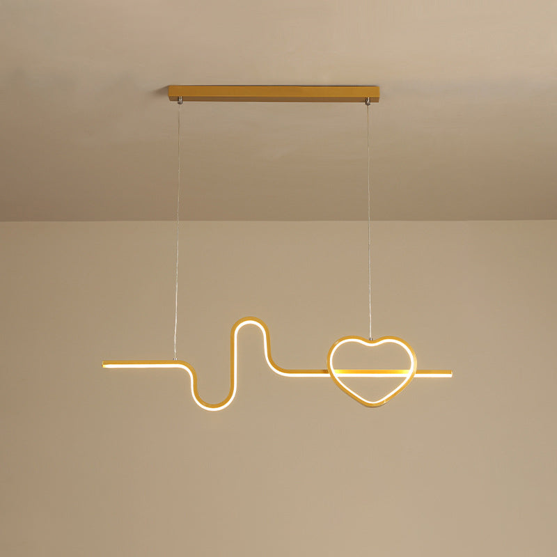 Cuore artistico e linea isola lampada in metallo sala da pranzo in metallo Luce a sospensione LED