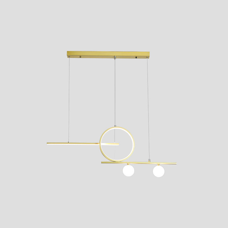 Ring and Linear Dining Room LED Hanging Light Metal Minimalist Island Ceiling Light with Globe Acrylic Shade