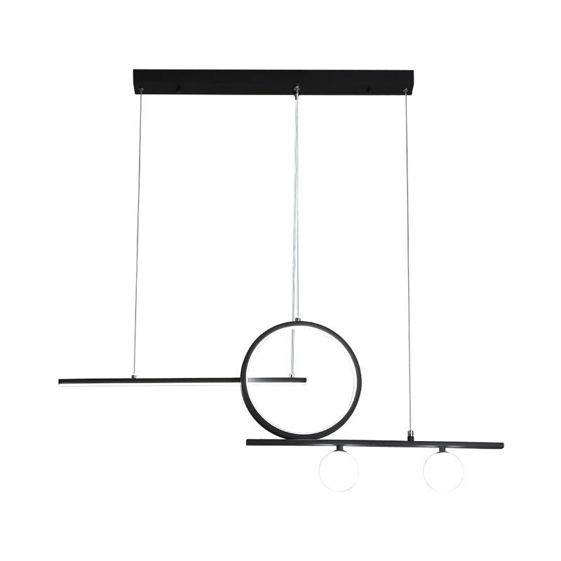 Ring and Linear Dining Room LED Hanging Light Metal Minimalist Island Ceiling Light with Globe Acrylic Shade