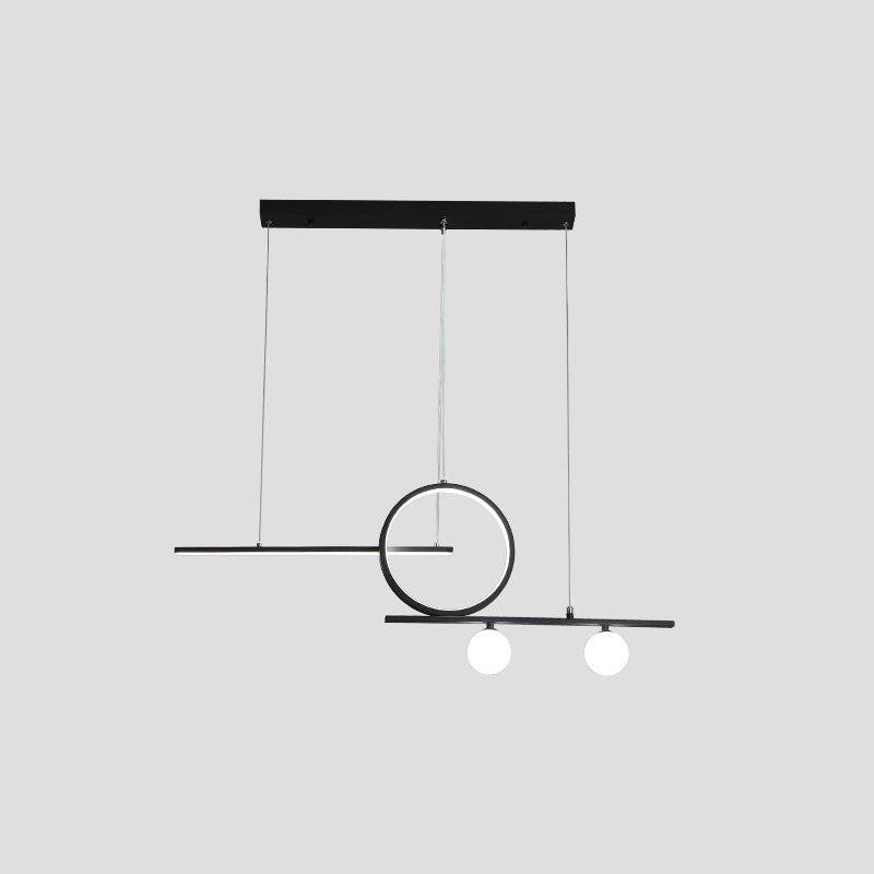 Ring and Linear Dining Room LED Hanging Light Metal Minimalist Island Ceiling Light with Globe Acrylic Shade