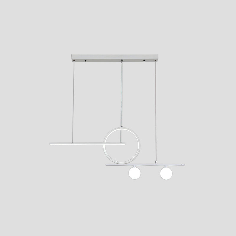 Ring and Linear Dining Room LED Hanging Light Metal Minimalist Island Ceiling Light with Globe Acrylic Shade