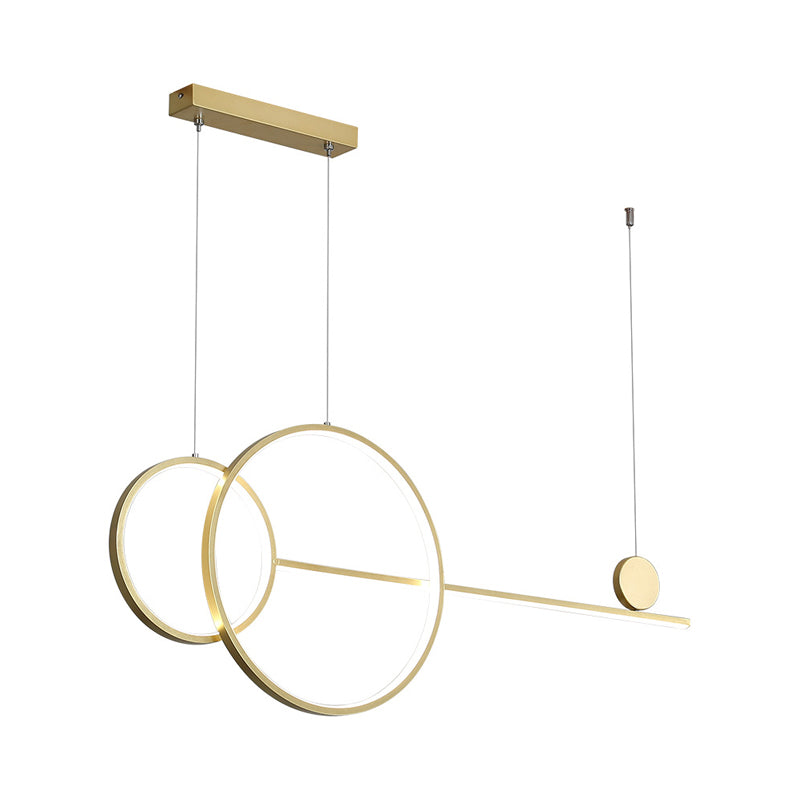 Ring and Linear LED Hanging Lamp Simplicity Metal Dining Room Island Chandelier Light