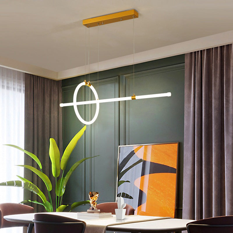 Salle à manger à anneau LED lampe suspendue à la lampe en acrylique Simplicity Island Light en or