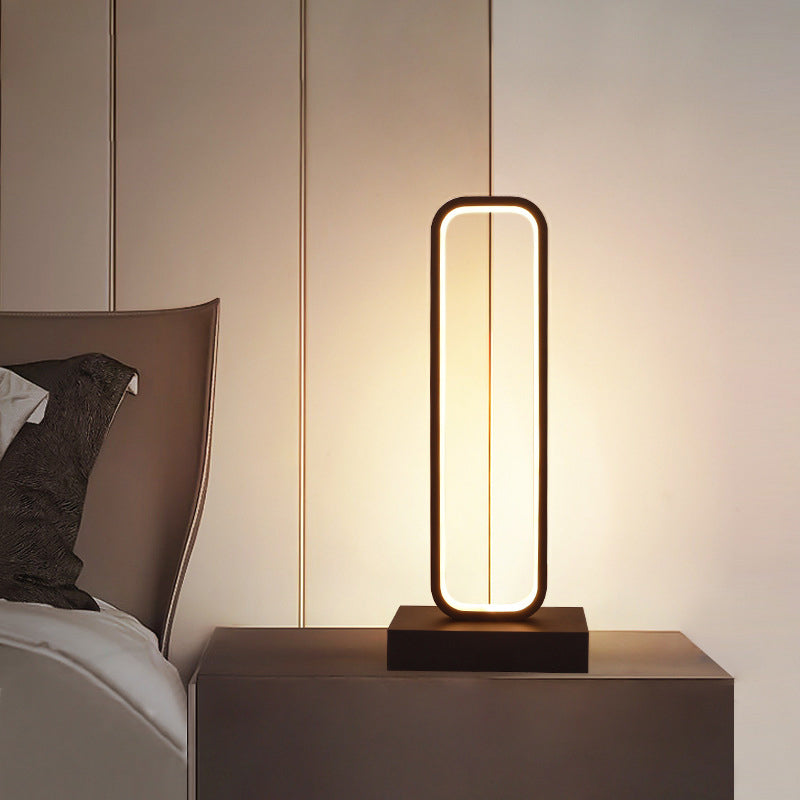 Lampada da comodino rettangolo arrotondato nero Simplicity Led LED LED LED per letto