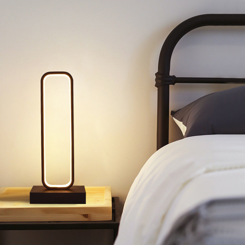 Lampada da comodino rettangolo arrotondato nero Simplicity Led LED LED LED per letto
