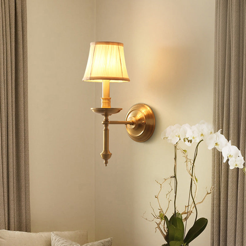 Candlestick woonkamer muurverlichting vintage metalen enkel gouden sconce licht met empire fabric schaduw