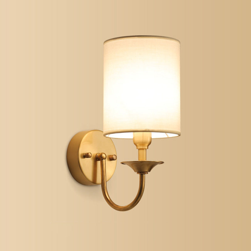 1 Head Wall Lighting Fixture Simplicity Geometric Shaped Fabric Wall Sconce Lamp in Gold