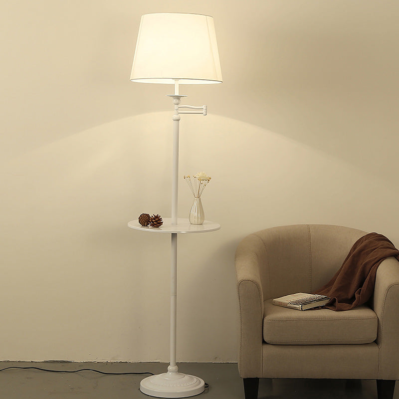 Fabric Cone Shaped Standing Light Vintage 1��Bulb Living Room Floor Lamp with Tray