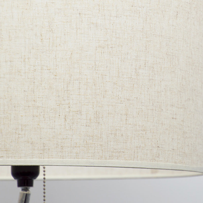 Drum Shaped Fabric Stand Up Lamp Classic 1 Head Living Room Floor Lighting with Tripod Tray