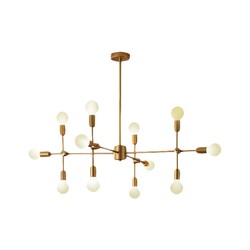 Sputnik Living Room Hanging Chandelier Opal Glass 9/12/15 Lights Modernist Hanging Lamp in Black/Gold