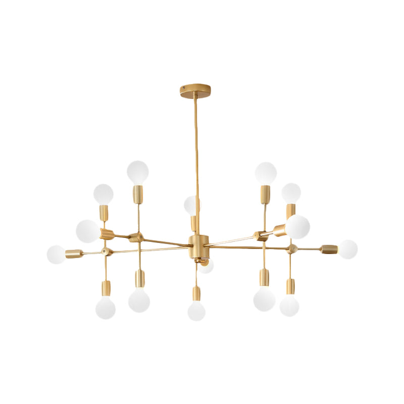 Sputnik Living Room Hanging Chandelier Opal Glass 9/12/15 Lights Modernist Hanging Lamp in Black/Gold