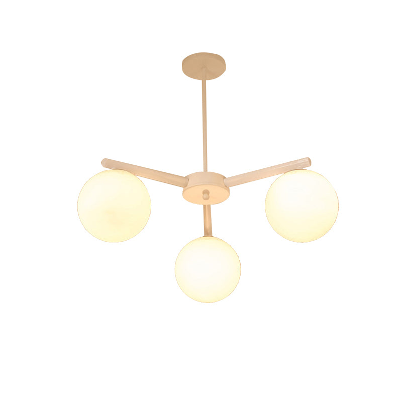 3/6/8 Light Globe Chandelier Traditional White Glass Pendant Light Fixture for Dining Room