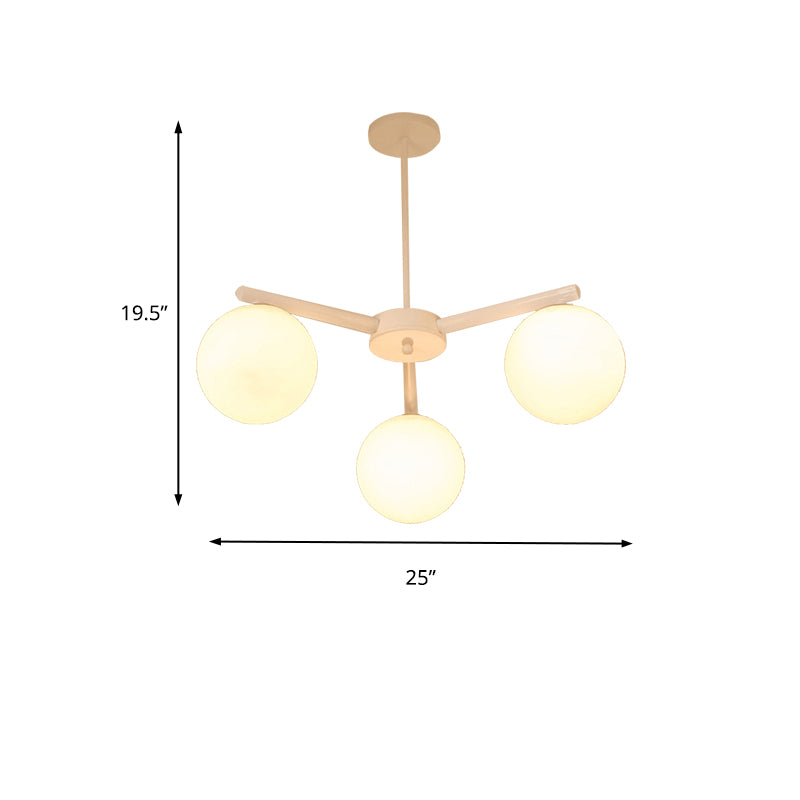 3/6/8 Light Globe Chandelier Traditional White Glass Pendant Light Fixture for Dining Room