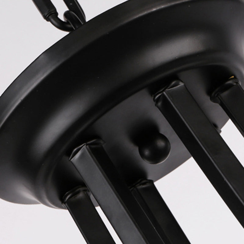 3/6/8 Lights Ceiling Light Traditional Flower Shape Frosted Glass Hanging Chandelier in Black for Living Room