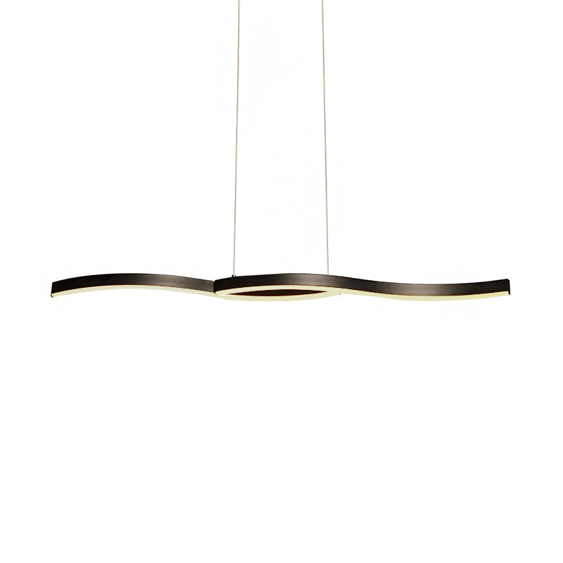 Acrylic Wavy Chandelier Light Modern Black LED Ceiling Pendant Light in Warm/White Light, 39"/41" W