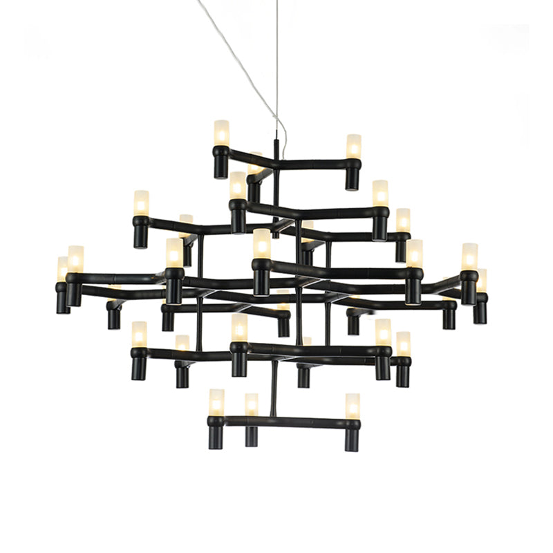 Multi Layer Chandelier Lamp Nordic Metal Black/Silver/White LED Hanging Light for Living Room