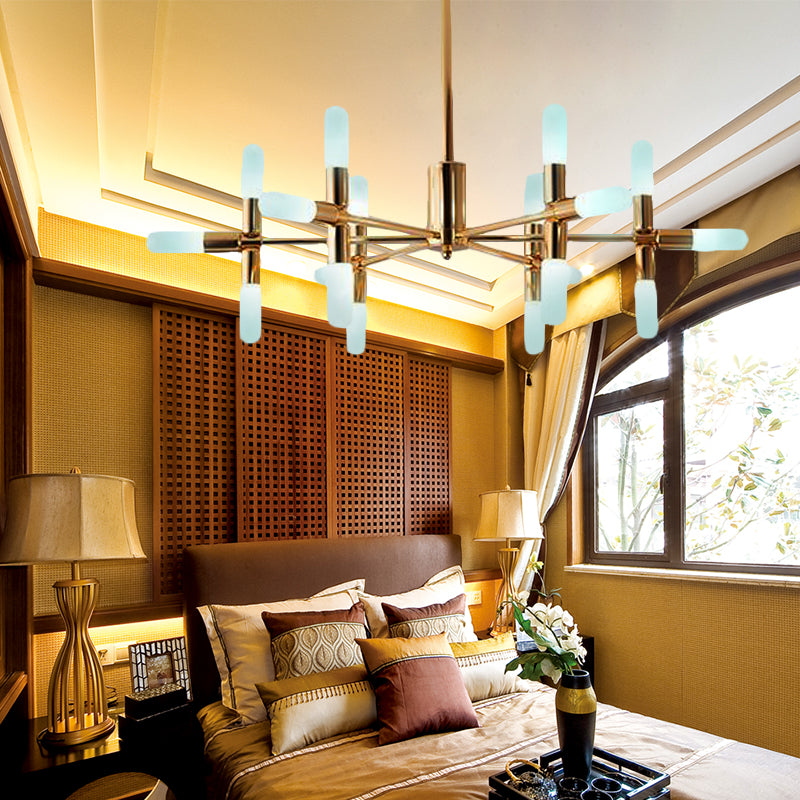 Tubulair kroonluchter licht eigentijdse metaal 18/36 lichten zwart/goudhangende lampkit met starburst -ontwerp