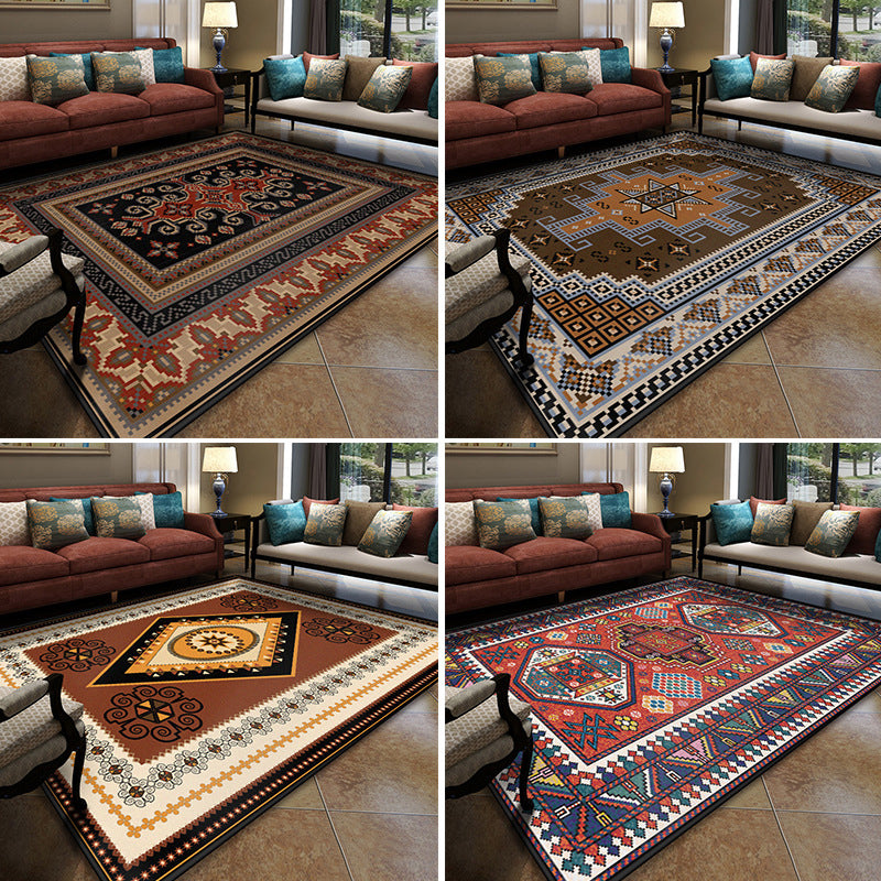 Turkish Symmetric Geometric Pattern Rug Multi Colored Polypropylene Rug Pet Friendly Non-Slip Stain Resistant Carpet for Hall