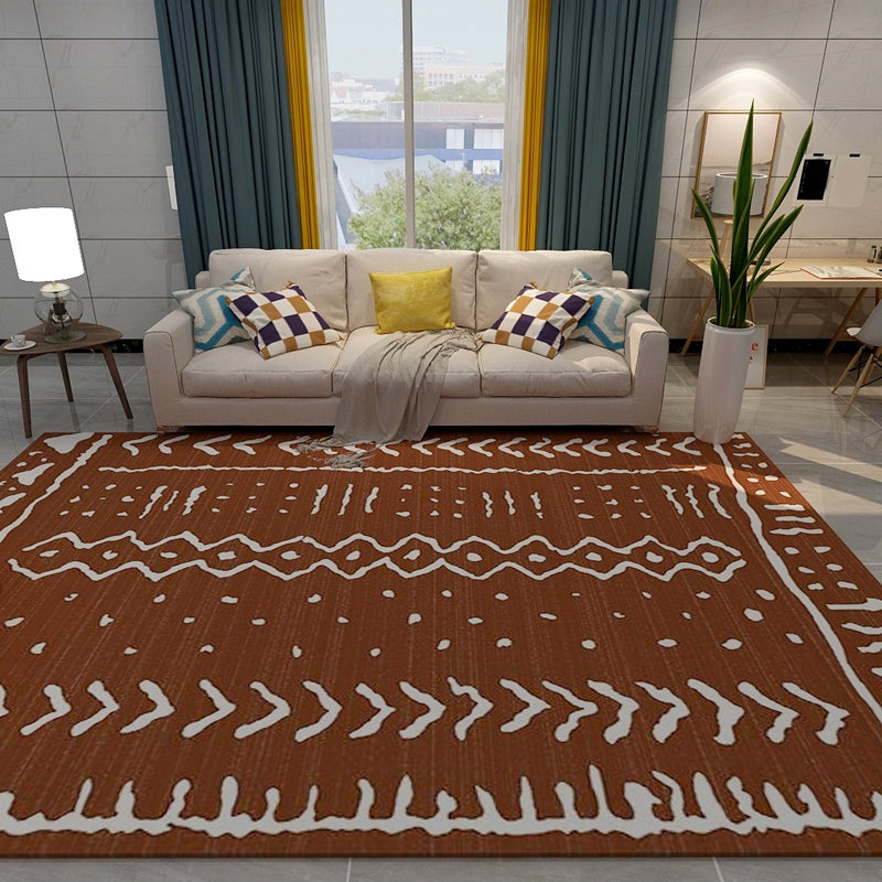 Tapis marocain multicolore en polypropylène, motif de fleurs tribales, antidérapant, résistant aux taches, lavable, pour salon