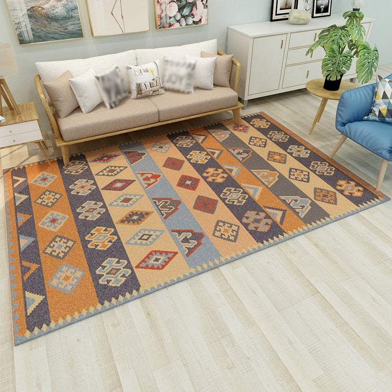 Tapis marocain multicolore en polypropylène, motif de fleurs tribales, antidérapant, résistant aux taches, lavable, pour salon