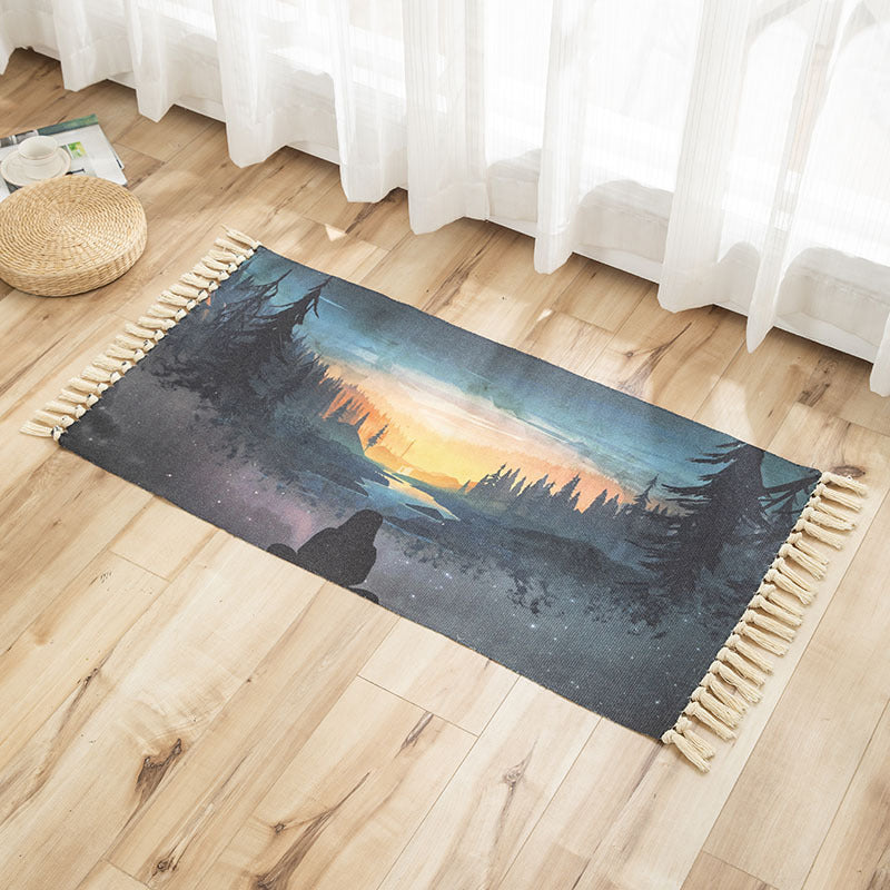 Vivid Plant Knit Rug Multi Colored Modern Rug Synthetics Pet Friendly Carpet for Guest Room