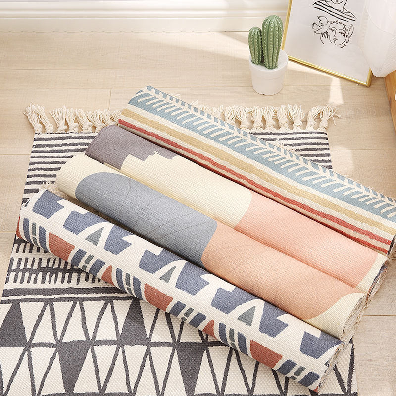 Vivid Plant Knit Rug Multi Colored Modern Rug Synthetics Pet Friendly Carpet for Guest Room