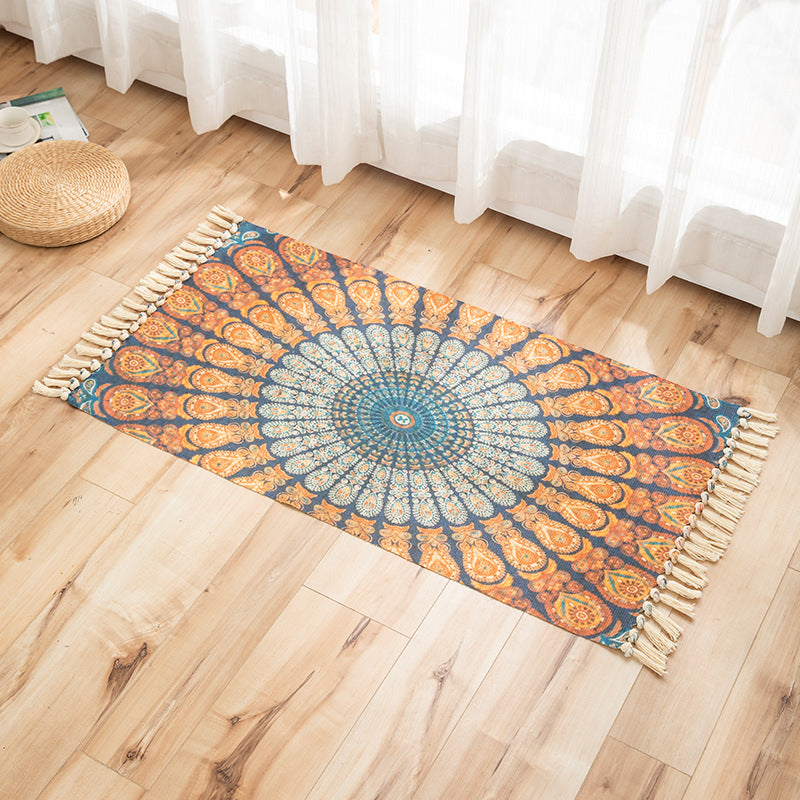 Vivid Plant Knit Rug Multi Colored Modern Rug Synthetics Pet Friendly Carpet for Guest Room