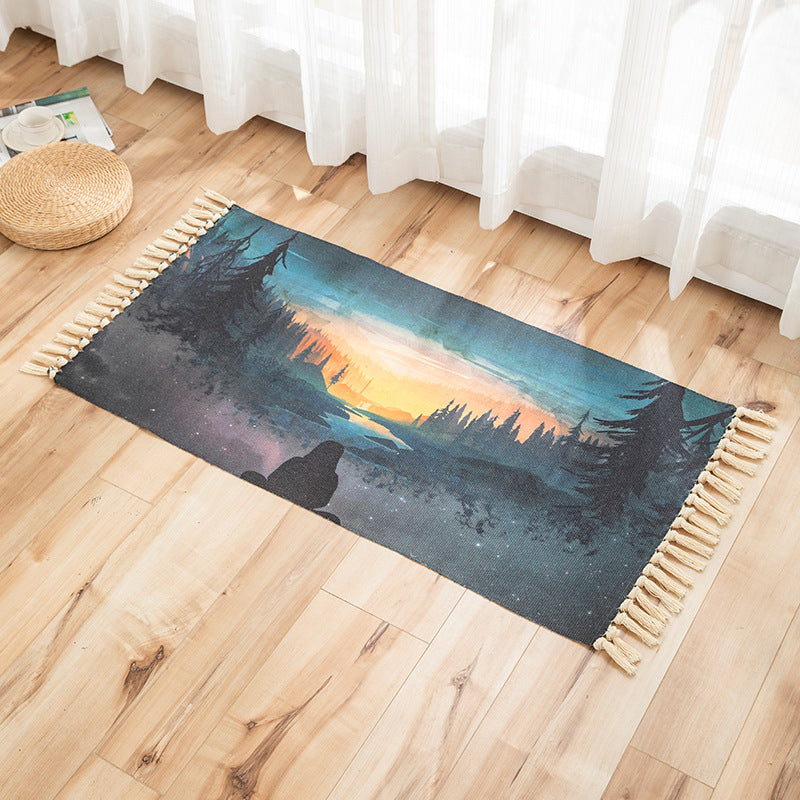 Vivid Plant Knit Rug Multi Colored Modern Rug Synthetics Pet Friendly Carpet for Guest Room