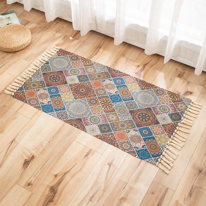 Vivid Plant Knit Rug Multi Colored Modern Rug Synthetics Pet Friendly Carpet for Guest Room