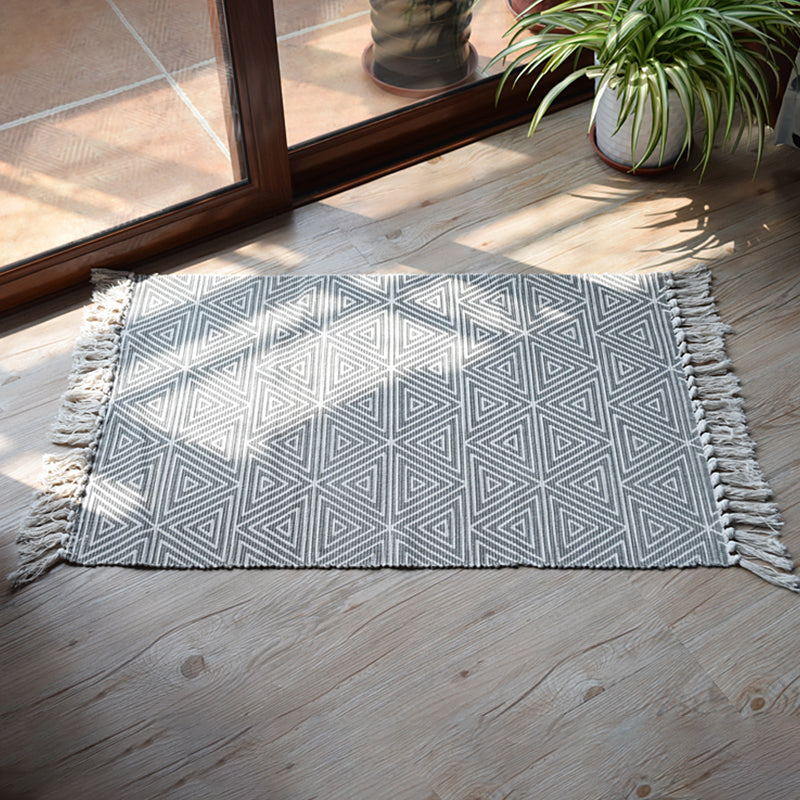 Boho Geometric Indoor Rug Multi Color Cotton Rug Machine Washable Area Carpet for Living Room