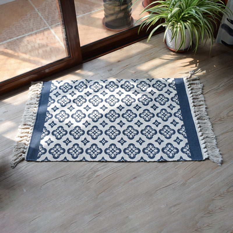 Boho Geometric Indoor Rug Multi Color Cotton Rug Machine Washable Area Carpet for Living Room