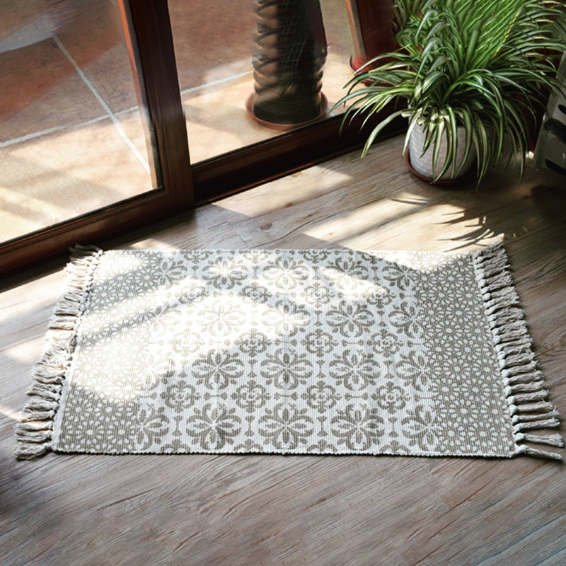 Boho Geometric Indoor Rug Multi Color Cotton Rug Machine Washable Area Carpet for Living Room