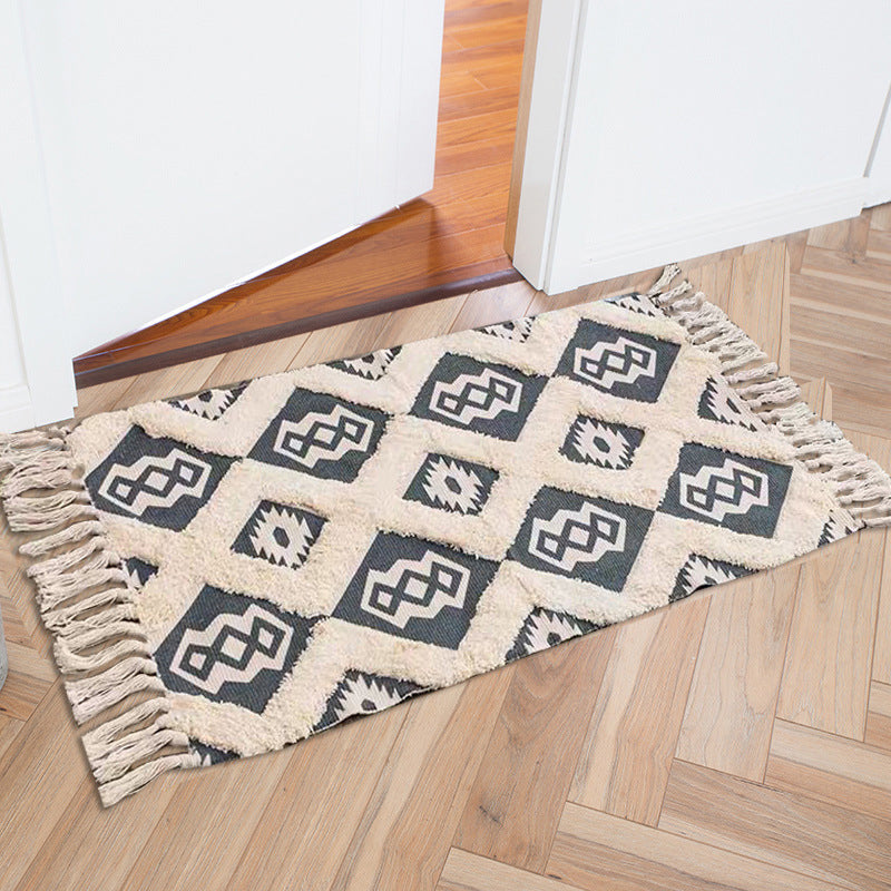 Novelty Multicolored Geometry Rug Cotton Bohemia Carpet Pet Friendly Rug for Indoor