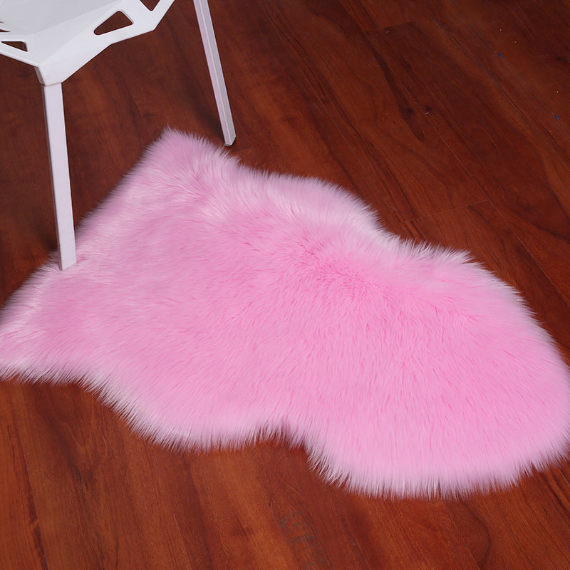 Irregular Plain Area Rug Multi Color Casual Carpet Faux Wool Washable Anti-Slip Stain Resistant Rug for Living Room