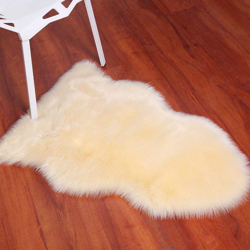 Irregular Plain Area Rug Multi Color Casual Carpet Faux Wool Washable Anti-Slip Stain Resistant Rug for Living Room