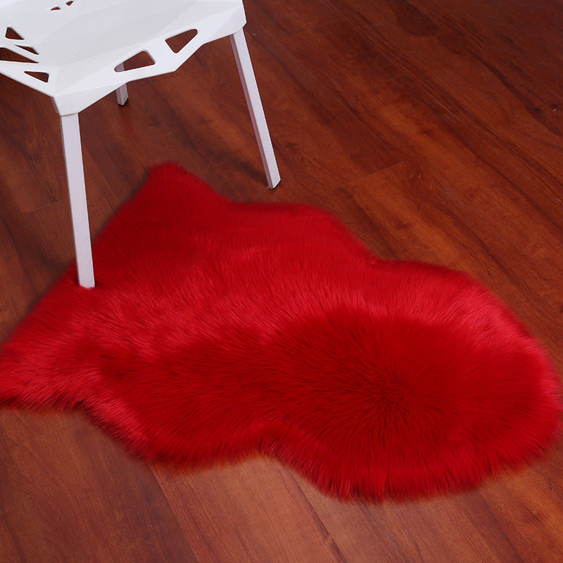 Irregular Plain Area Rug Multi Color Casual Carpet Faux Wool Washable Anti-Slip Stain Resistant Rug for Living Room