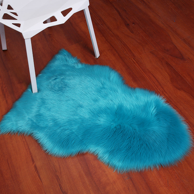 Irregular Plain Area Rug Multi Color Casual Carpet Faux Wool Washable Anti-Slip Stain Resistant Rug for Living Room