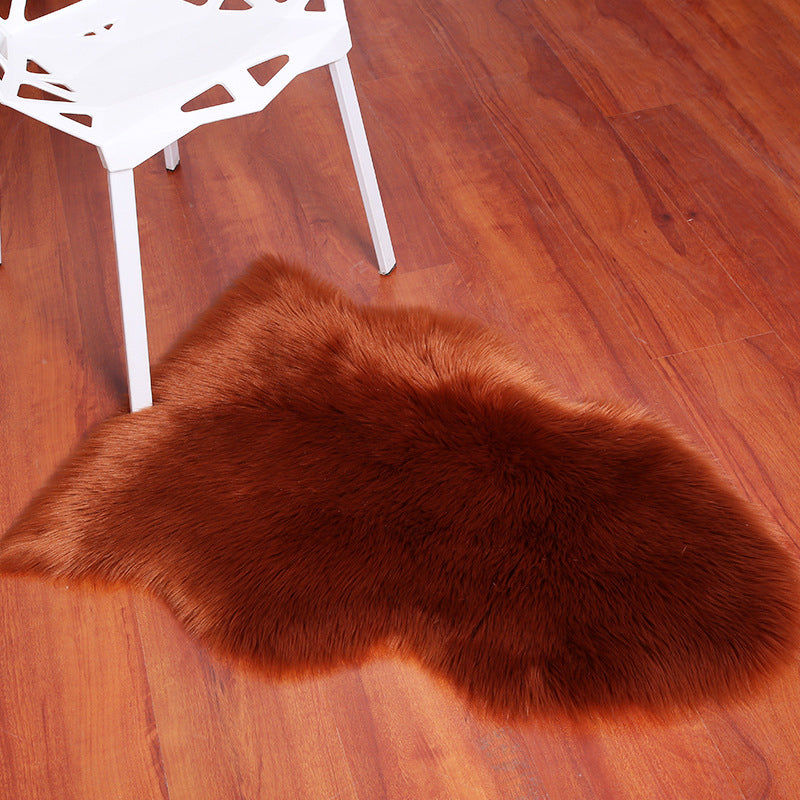 Irregular Plain Area Rug Multi Color Casual Carpet Faux Wool Washable Anti-Slip Stain Resistant Rug for Living Room