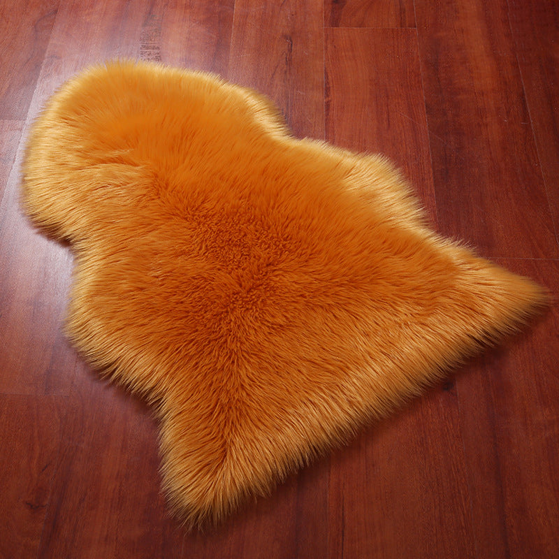 Irregular Plain Area Rug Multi Color Casual Carpet Faux Wool Washable Anti-Slip Stain Resistant Rug for Living Room