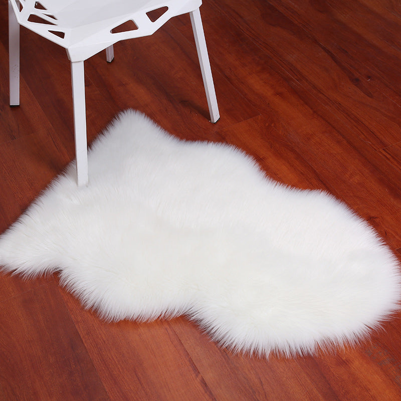 Irregular Plain Area Rug Multi Color Casual Carpet Faux Wool Washable Anti-Slip Stain Resistant Rug for Living Room