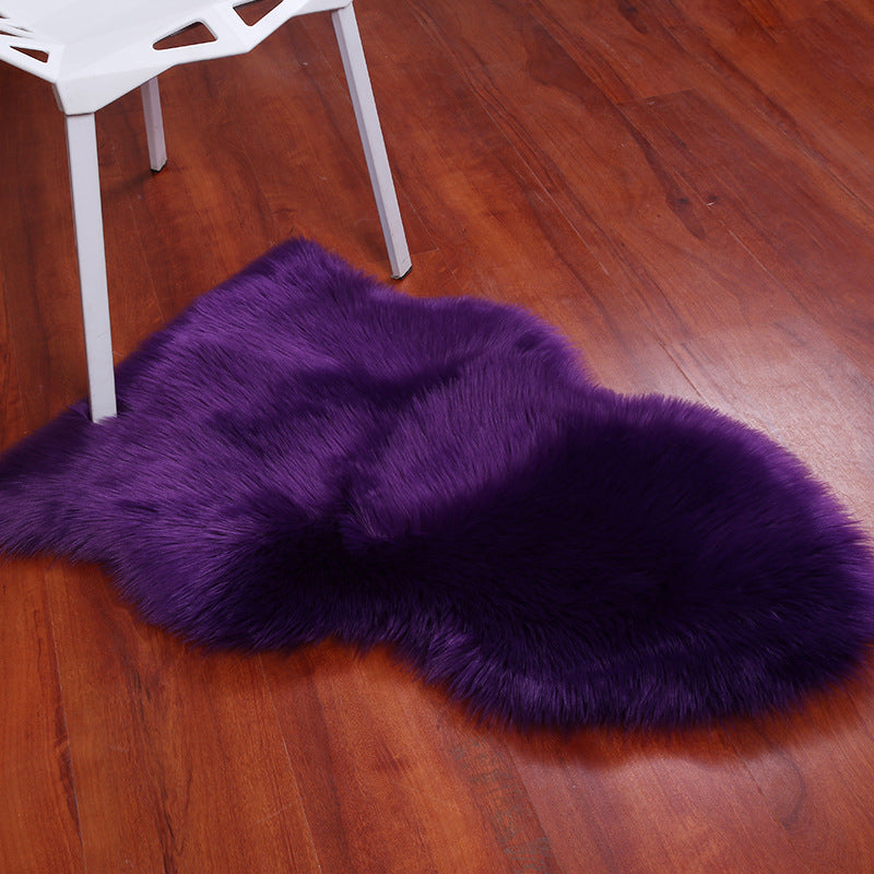 Irregular Plain Area Rug Multi Color Casual Carpet Faux Wool Washable Anti-Slip Stain Resistant Rug for Living Room