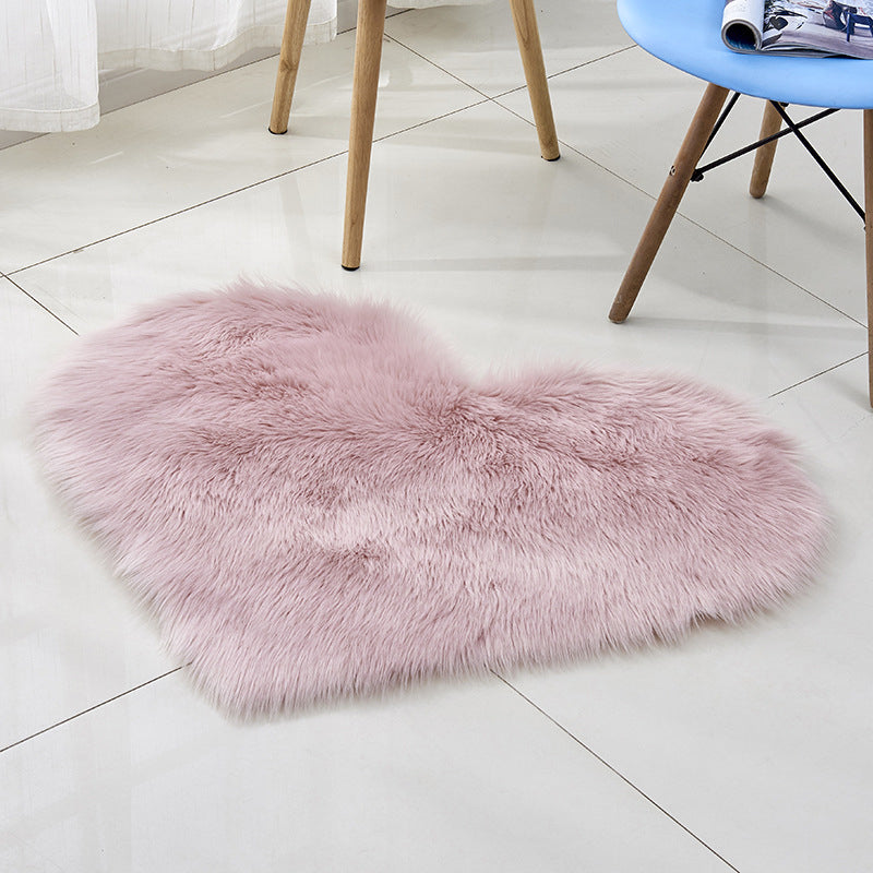 Multi-kleuren Noordse stijl Rug Faux Wol Plain Love Shape Tapijt Niet-slip achteruitgang Wasbaar huisdiervriendelijk tapijt voor thuis