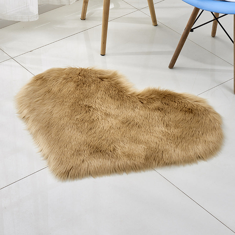 Multi-kleuren Noordse stijl Rug Faux Wol Plain Love Shape Tapijt Niet-slip achteruitgang Wasbaar huisdiervriendelijk tapijt voor thuis