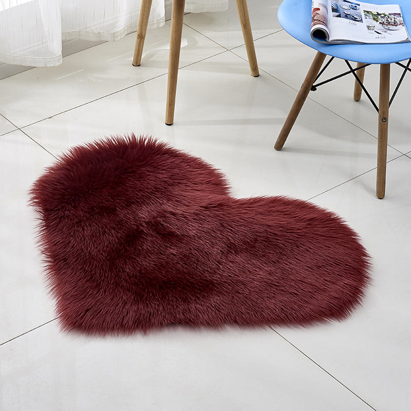 Multi-kleuren Noordse stijl Rug Faux Wol Plain Love Shape Tapijt Niet-slip achteruitgang Wasbaar huisdiervriendelijk tapijt voor thuis