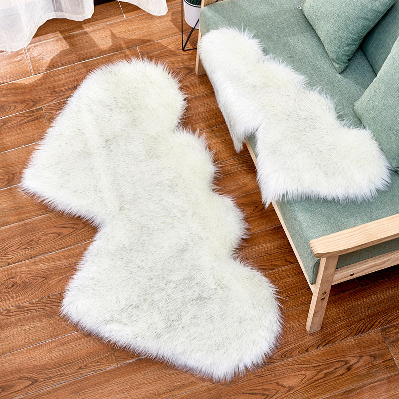 Double-Heart Shaped Modern Rug Multicolor Plain Carpet Stain Resistant Pet Friendly Non-Slip Backing Rug for Living Room