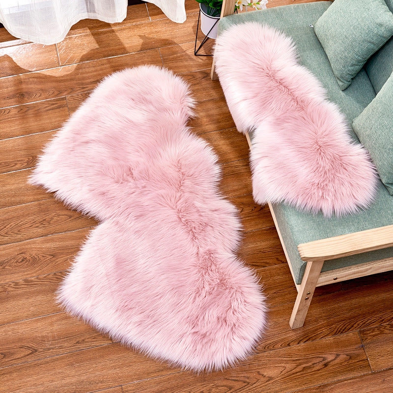 Double-Heart Shaped Modern Rug Multicolor Plain Carpet Stain Resistant Pet Friendly Non-Slip Backing Rug for Living Room