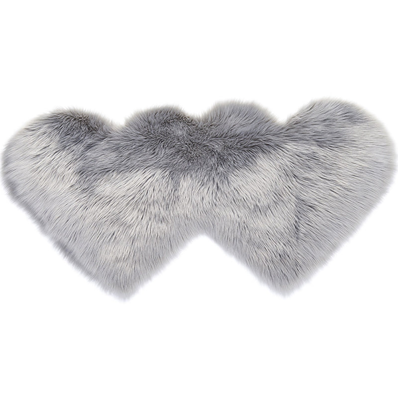 Double-Heart Shaped Modern Rug Multicolor Plain Carpet Stain Resistant Pet Friendly Non-Slip Backing Rug for Living Room