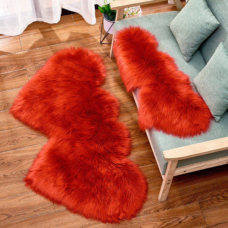 Double-Heart Shaped Modern Rug Multicolor Plain Carpet Stain Resistant Pet Friendly Non-Slip Backing Rug for Living Room