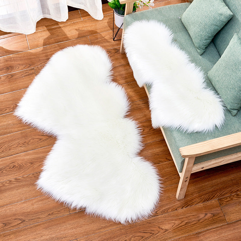 Double-Heart Shaped Modern Rug Multicolor Plain Carpet Stain Resistant Pet Friendly Non-Slip Backing Rug for Living Room